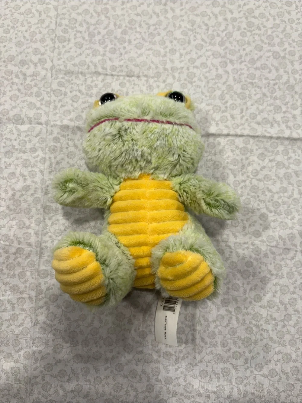 Celebrate Soft Fleece Green Frog Plush 7 Inch Sits Yellow Tummy Feet Toy